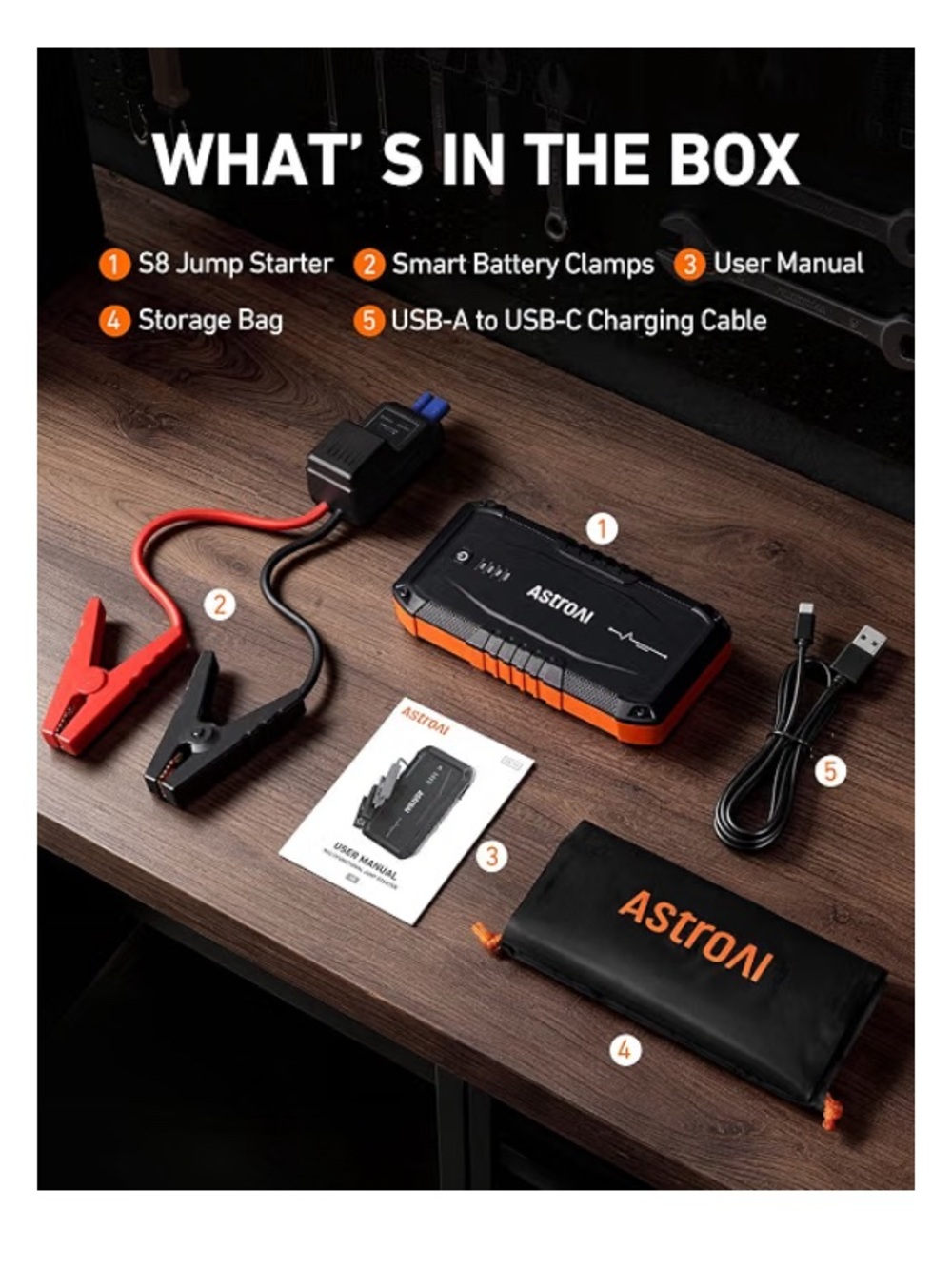 StroAI S8 Car Battery Jump Starter 1500A 12V Lithium Portable Jump Box - Picture 8 of 8